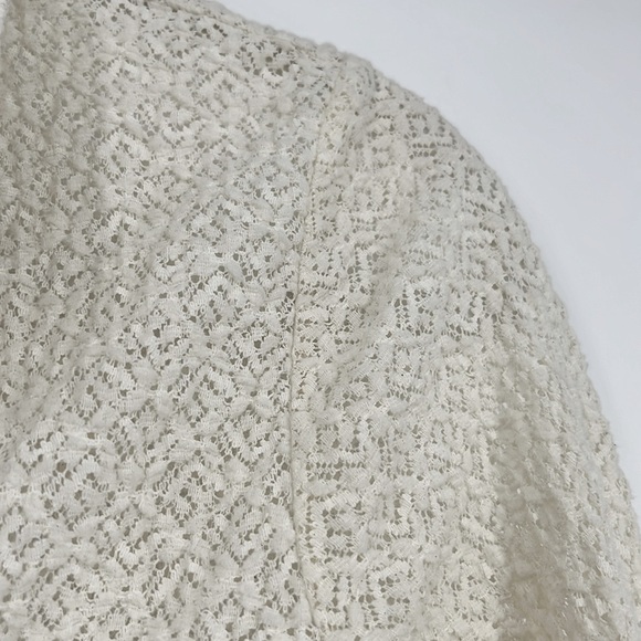 J. Jill | Vintage 90s Lace Button Down Shirt Polo Cardigan Top Cream Cottage XS - Picture 3 of 8